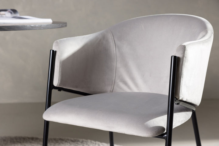 Venture Home Evelina Dining Chair 2-pack - Black / Light grey Velvet