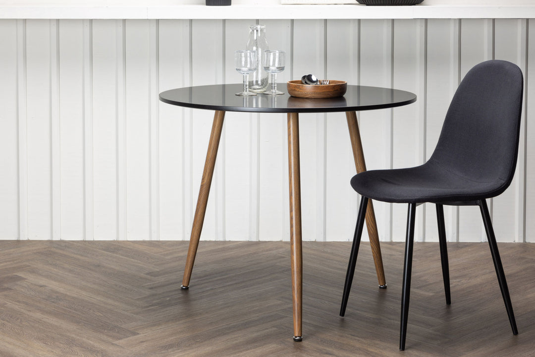 Venture Home Polar Dining Table ø90 - Dark oaklook / Black MDF