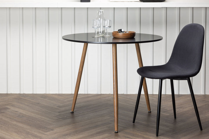 Venture Home Polar Dining Table ø90 - Dark oaklook / Black MDF