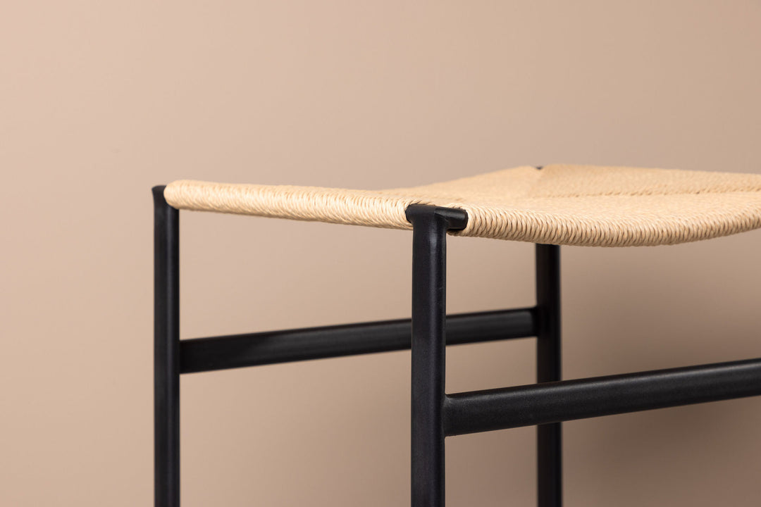 Venture Home Polly Bar Chair 2-pack - Black / Nature Rubberwood , Seat Rope