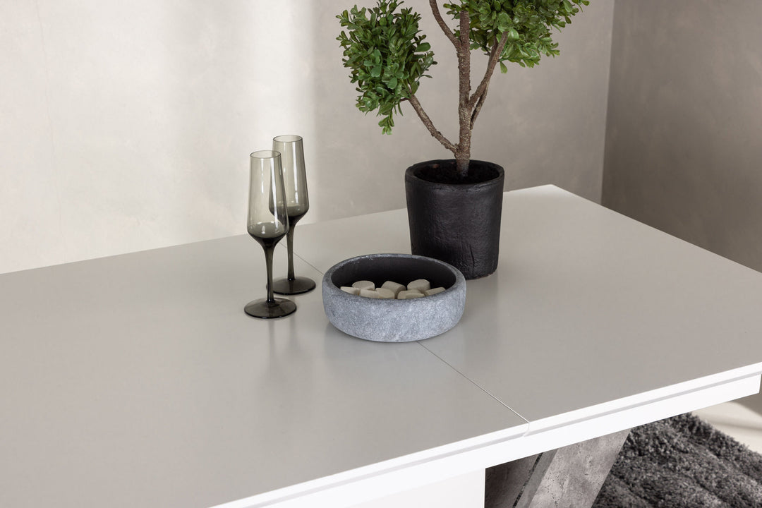 Venture Home Disa Dining Table 120/160*80 - White / Grey MDF