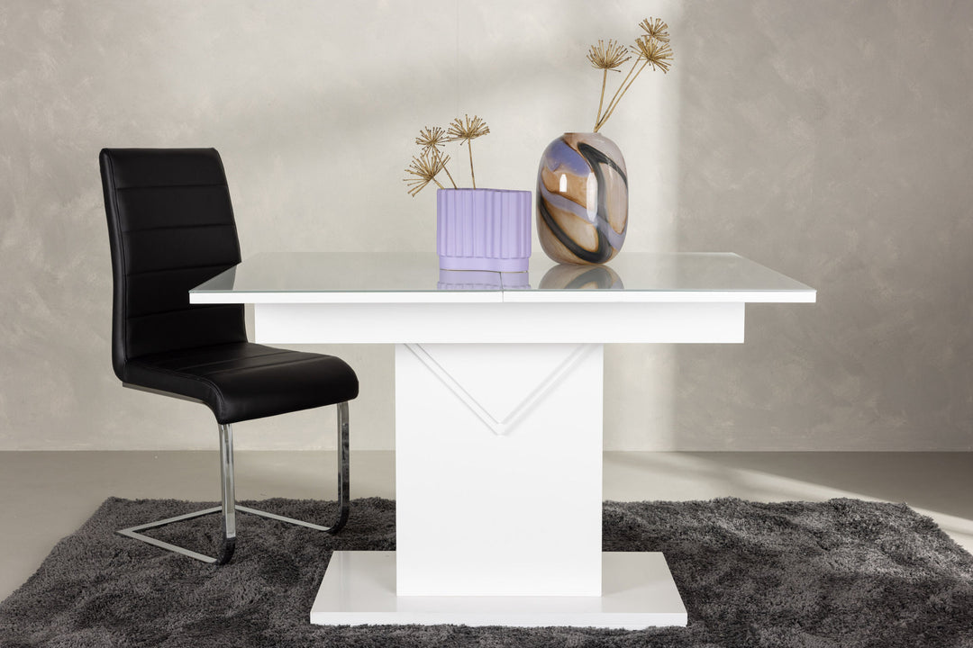 Venture Home Pluto Dining Table 120/160*90- White / MDF Glass