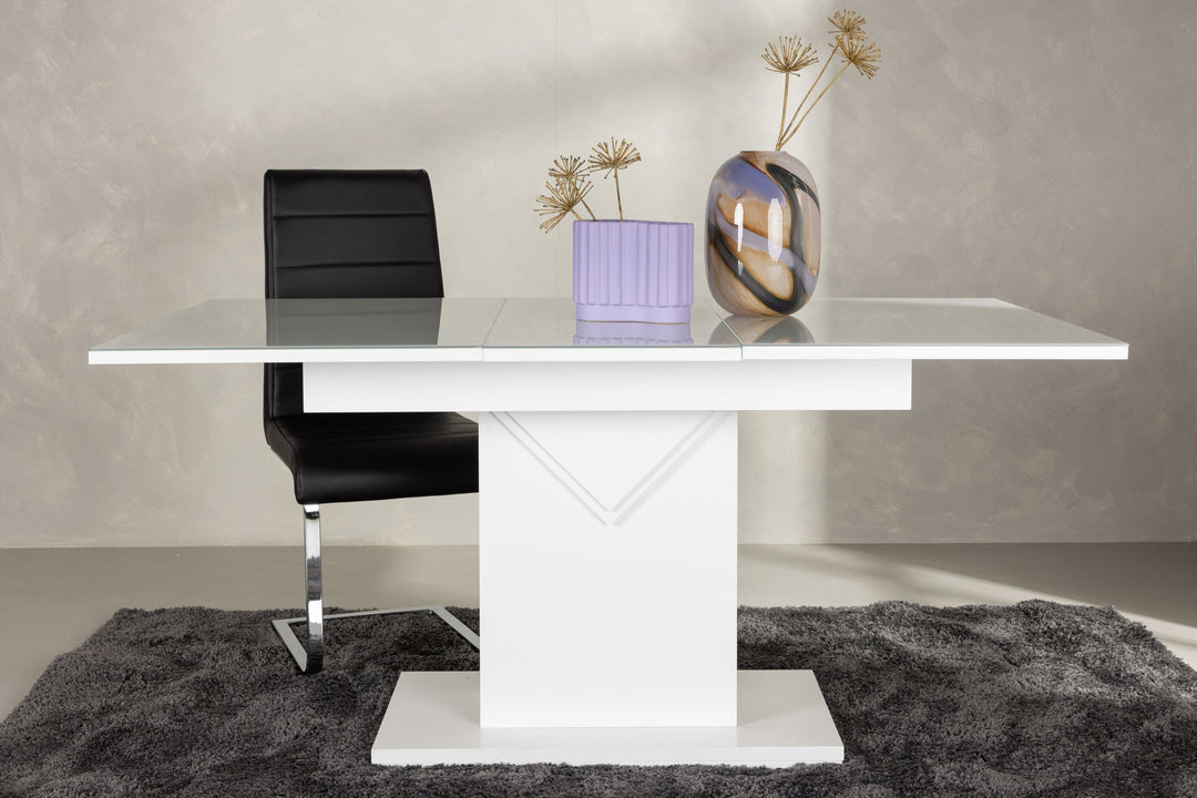 Venture Home Pluto Dining Table 120/160*90- White / MDF Glass