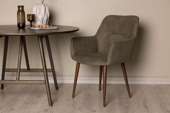 Venture Home Tomorrow Dining Chair 2-pack - Dark walnut / Dark grey/Brown Fabric