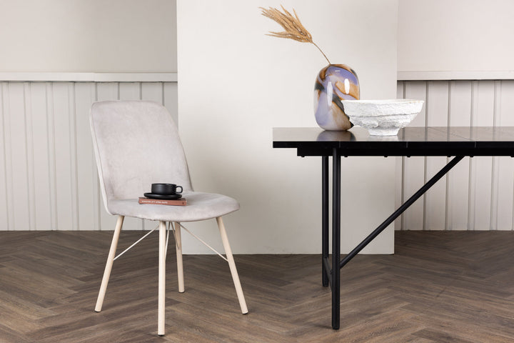 Venture Home Everyday Dining Chair 2-pack - White Wash / Light grey Velvet