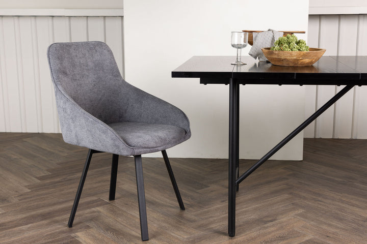 Venture Home Rosie Dining Chair 2-pack - Black / Dark grey Fabric
