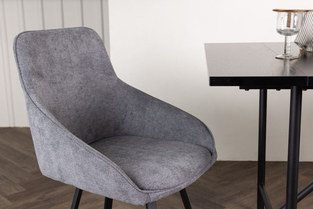 Venture Home Rosie Dining Chair 2-pack - Black / Dark grey Fabric