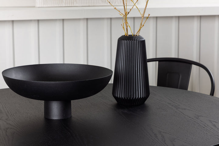 Venture Home Bootcut Round Dining Table - Black / Black Fanéer +Tempe Dining Chair - Matte black / Metal _4