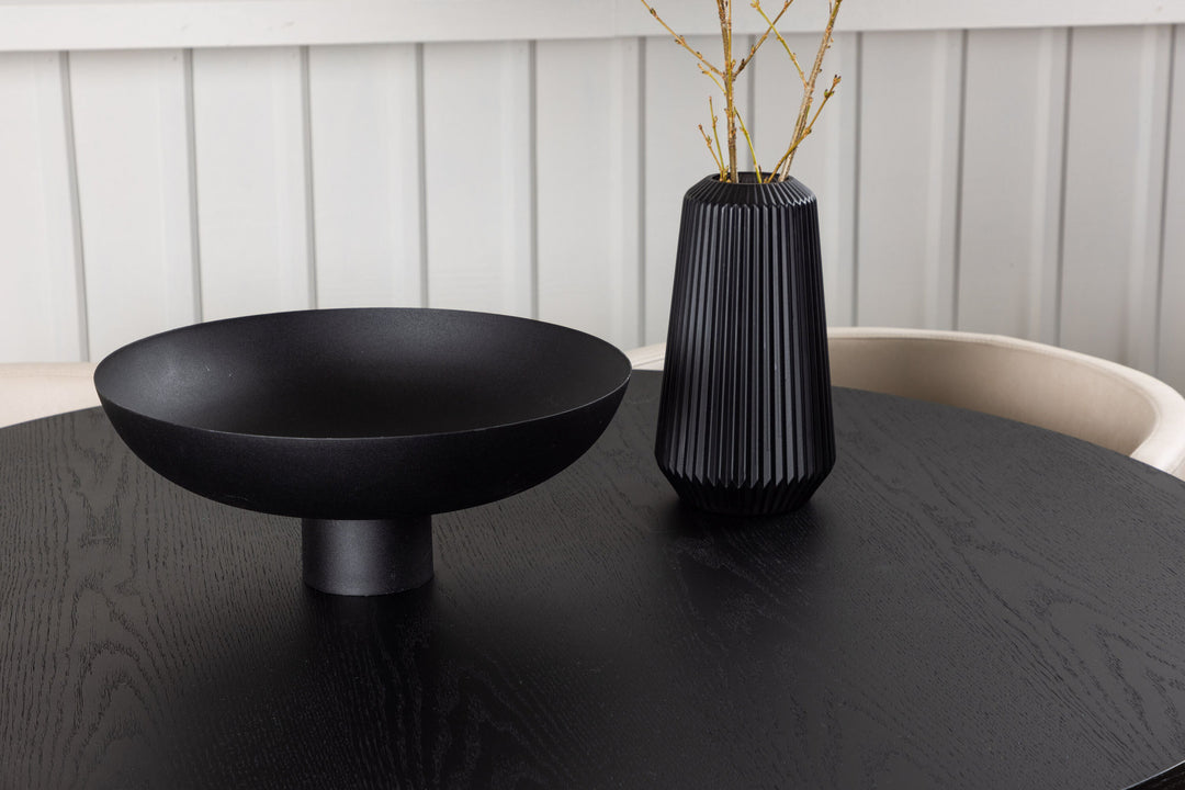 Venture Home Bootcut Round Dining Table - Black / Black Fanéer +Simrishman Dining Chair - Black / Beige TC-fabric _4