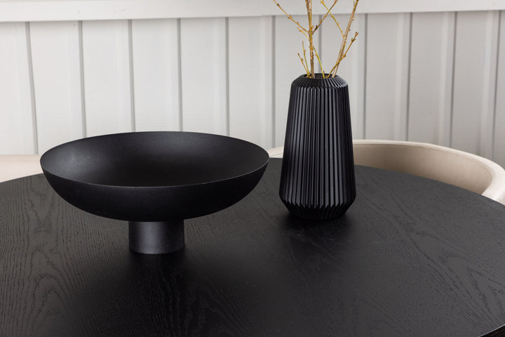 Venture Home Bootcut Round Dining Table - Black / Black Fanéer +Simrishman Dining Chair - Black / Beige TC-fabric _4