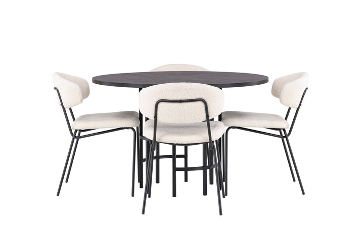 Venture Home Copenhagen Dining Table - Black / Black Veneer +Chico Dining Chair - Black / White Boucle _4