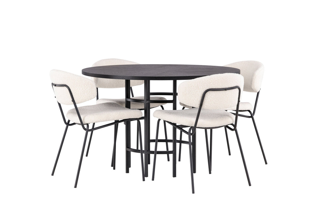 Venture Home Copenhagen Dining Table - Black / Black Veneer +Chico Dining Chair - Black / White Boucle _4