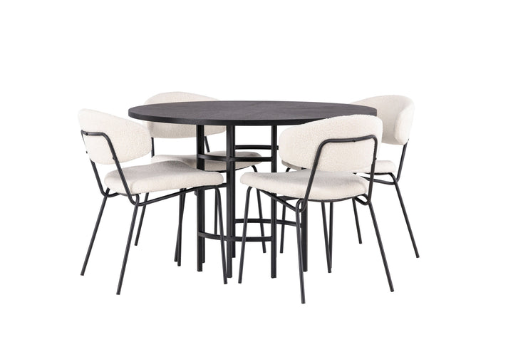 Venture Home Copenhagen Dining Table - Black / Black Veneer +Chico Dining Chair - Black / White Boucle _4