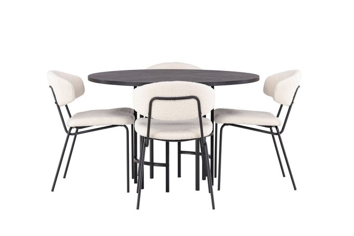 Venture Home Copenhagen Dining Table - Black / Black Veneer +Chico Dining Chair - Black / White Boucle _4