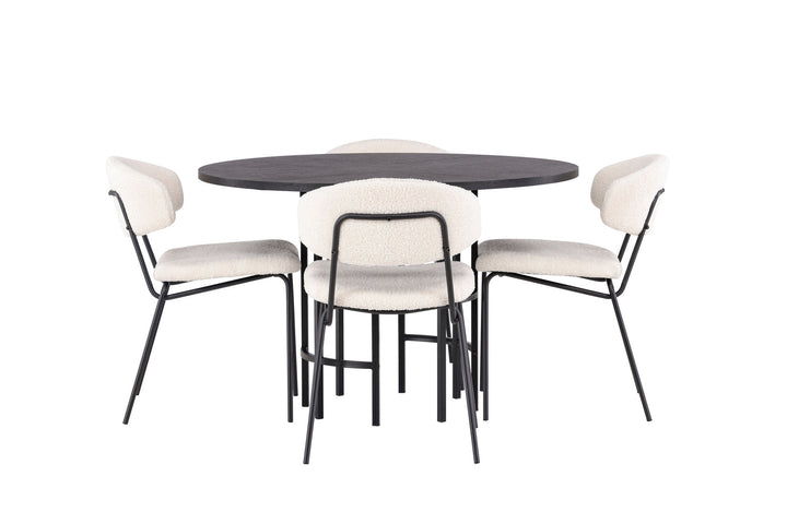 Venture Home Copenhagen Dining Table - Black / Black Veneer +Chico Dining Chair - Black / White Boucle _4