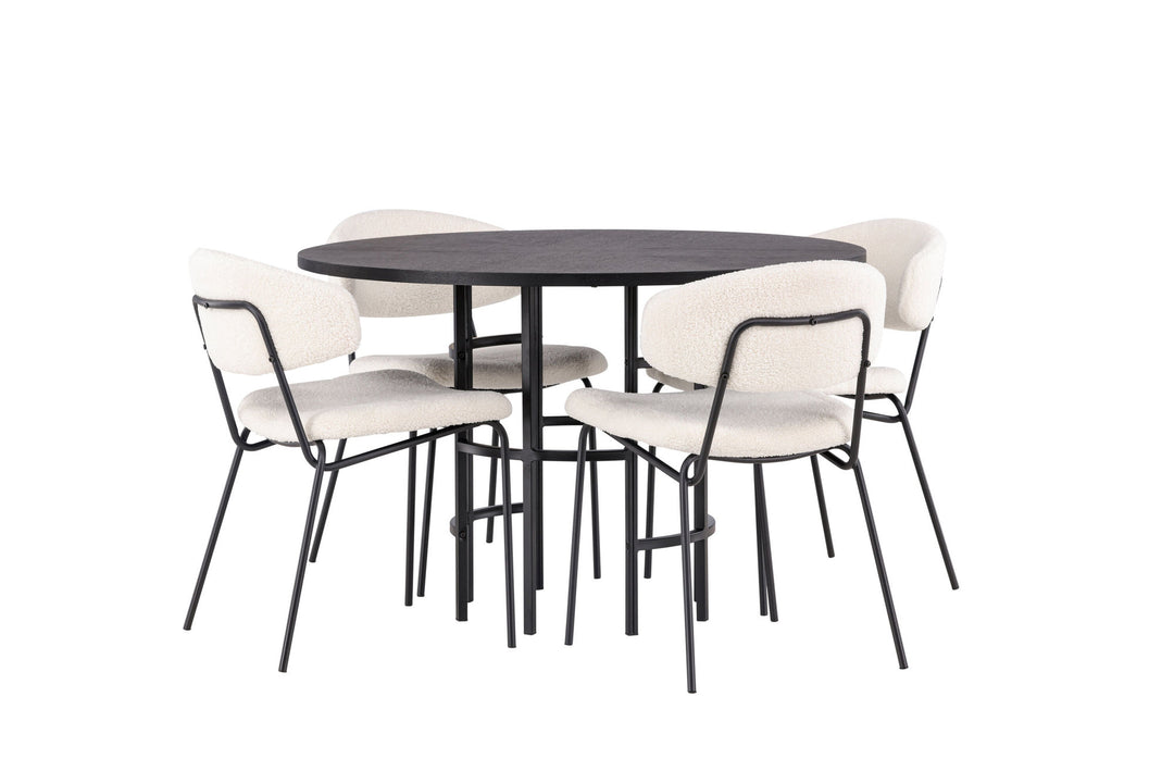 Venture Home Copenhagen Dining Table - Black / Black Veneer +Chico Dining Chair - Black / White Boucle _4