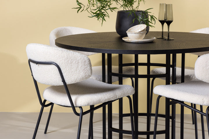 Venture Home Copenhagen Dining Table - Black / Black Veneer +Chico Dining Chair - Black / White Boucle _4