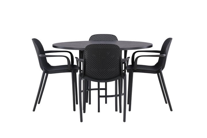 Venture Home Copenhagen Dining Table - Black / Black Veneer +Baltimore Dining Chair - Black / Black Plastic _4