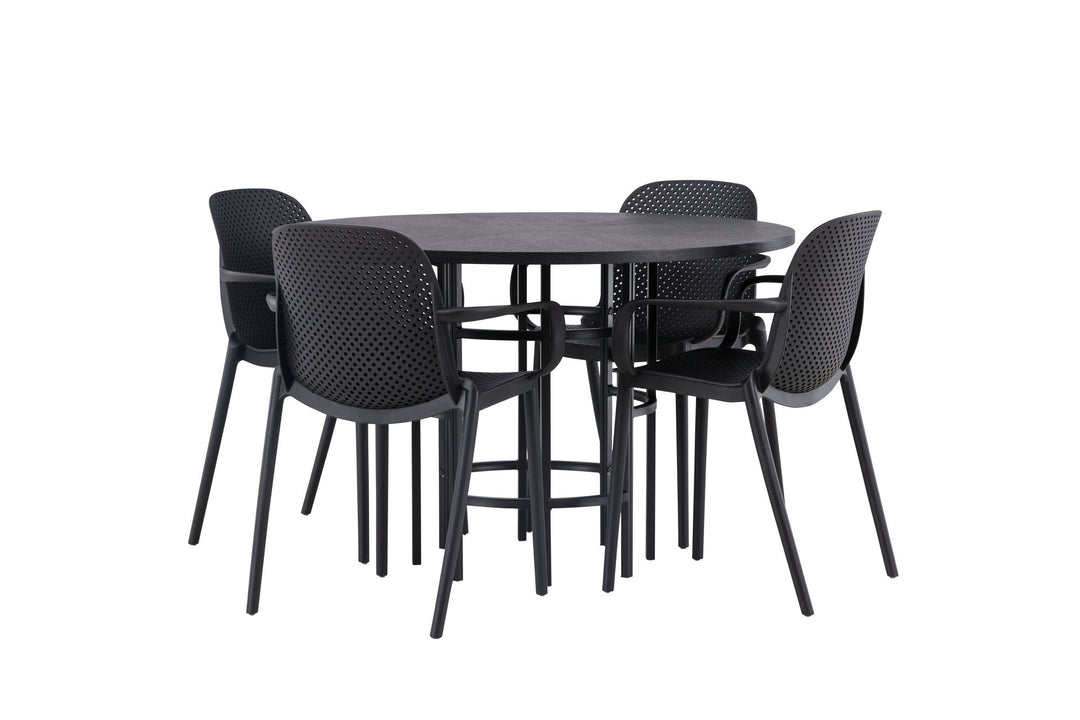 Venture Home Copenhagen Dining Table - Black / Black Veneer +Baltimore Dining Chair - Black / Black Plastic _4