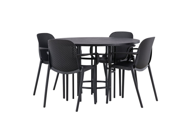 Venture Home Copenhagen Dining Table - Black / Black Veneer +Baltimore Dining Chair - Black / Black Plastic _4