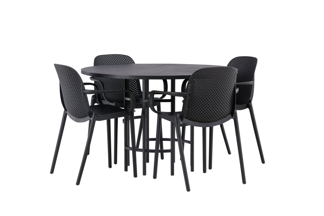 Venture Home Copenhagen Dining Table - Black / Black Veneer +Baltimore Dining Chair - Black / Black Plastic _4