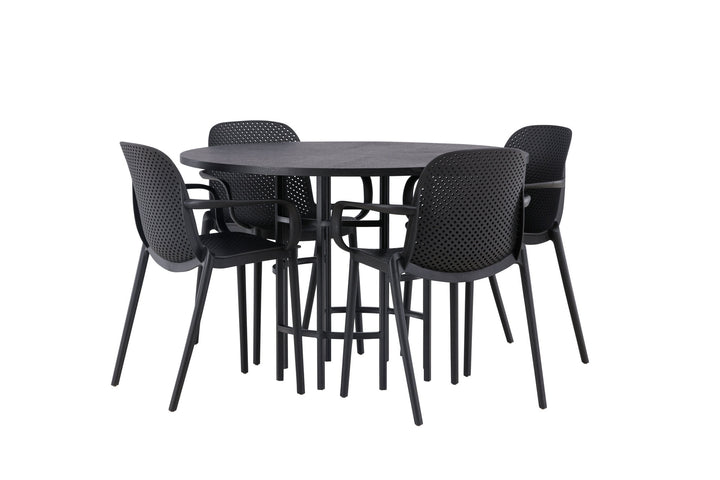 Venture Home Copenhagen Dining Table - Black / Black Veneer +Baltimore Dining Chair - Black / Black Plastic _4