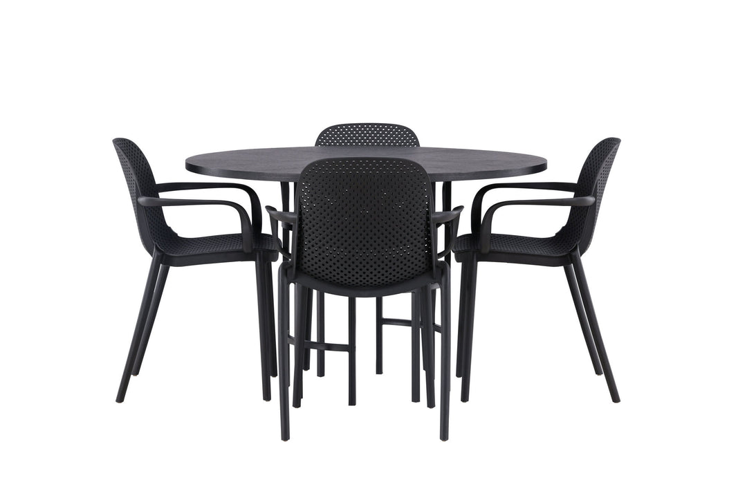 Venture Home Copenhagen Dining Table - Black / Black Veneer +Baltimore Dining Chair - Black / Black Plastic _4