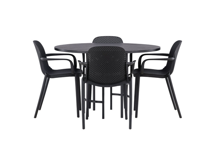 Venture Home Copenhagen Dining Table - Black / Black Veneer +Baltimore Dining Chair - Black / Black Plastic _4