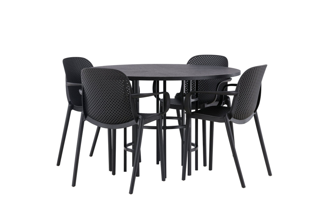 Venture Home Copenhagen Dining Table - Black / Black Veneer +Baltimore Dining Chair - Black / Black Plastic _4