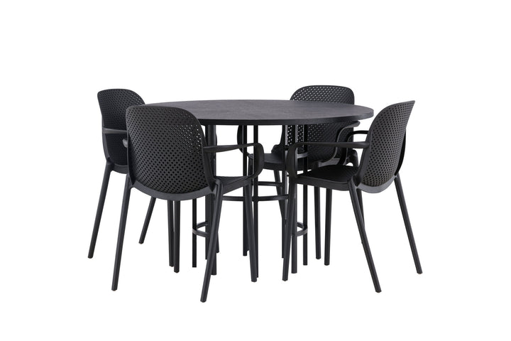 Venture Home Copenhagen Dining Table - Black / Black Veneer +Baltimore Dining Chair - Black / Black Plastic _4