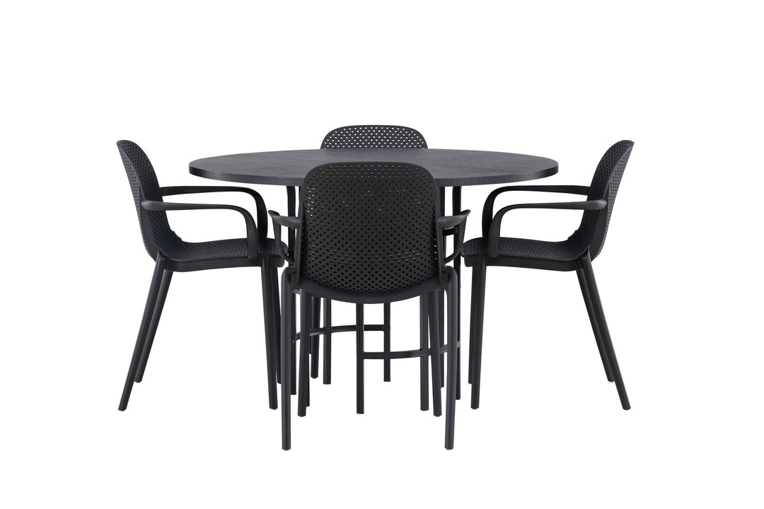 Venture Home Copenhagen Dining Table - Black / Black Veneer +Baltimore Dining Chair - Black / Black Plastic _4