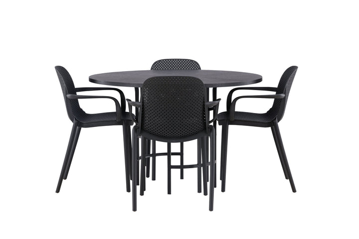 Venture Home Copenhagen Dining Table - Black / Black Veneer +Baltimore Dining Chair - Black / Black Plastic _4