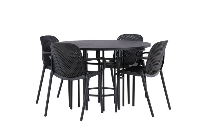 Venture Home Copenhagen Dining Table - Black / Black Veneer +Baltimore Dining Chair - Black / Black Plastic _4