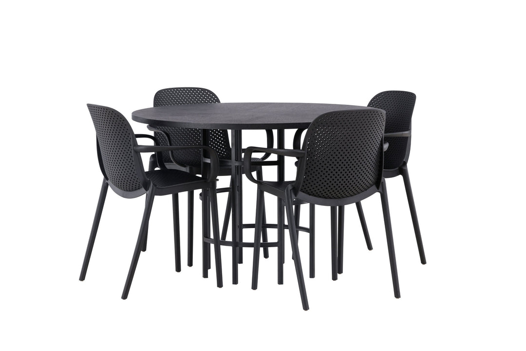 Venture Home Copenhagen Dining Table - Black / Black Veneer +Baltimore Dining Chair - Black / Black Plastic _4