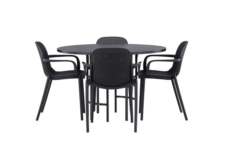 Venture Home Copenhagen Dining Table - Black / Black Veneer +Baltimore Dining Chair - Black / Black Plastic _4
