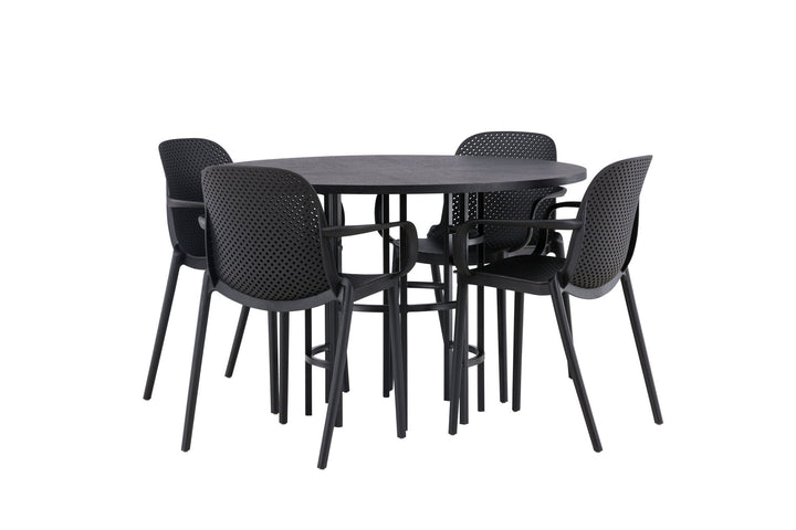 Venture Home Copenhagen Dining Table - Black / Black Veneer +Baltimore Dining Chair - Black / Black Plastic _4