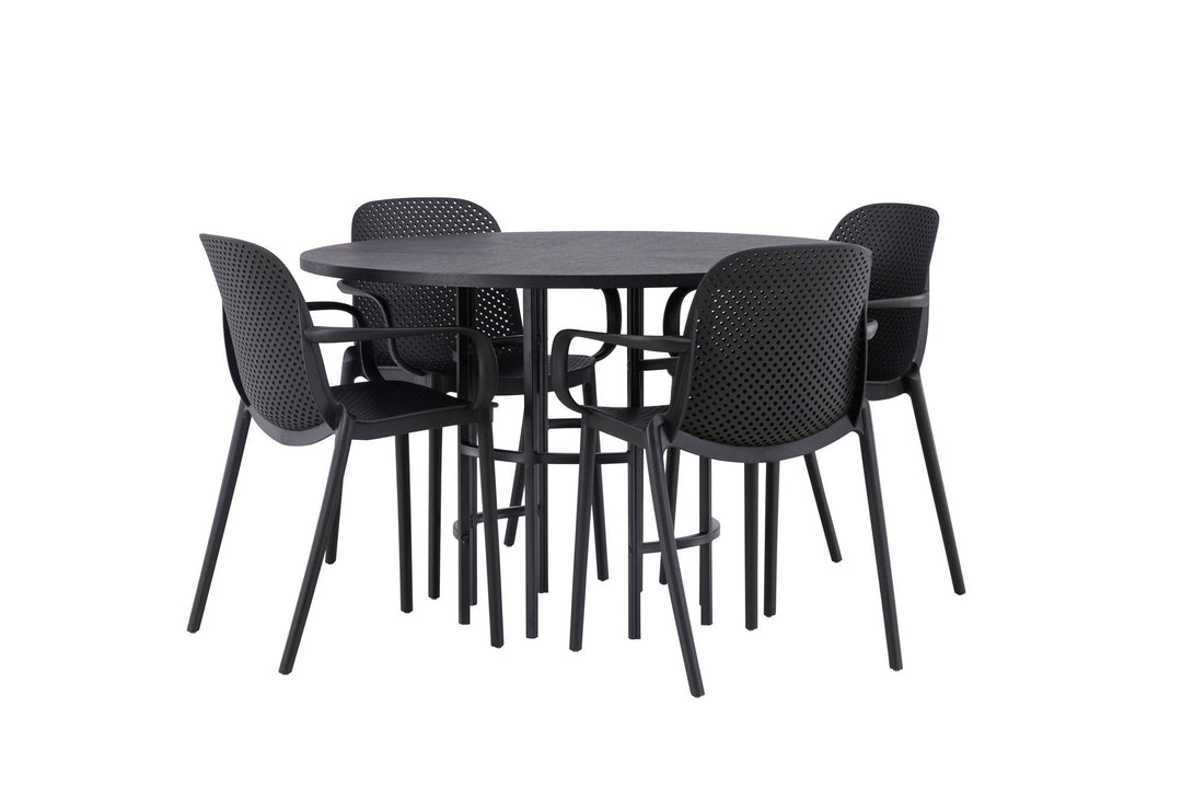 Venture Home Copenhagen Dining Table - Black / Black Veneer +Baltimore Dining Chair - Black / Black Plastic _4