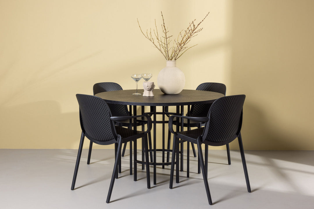 Venture Home Copenhagen Dining Table - Black / Black Veneer +Baltimore Dining Chair - Black / Black Plastic _4