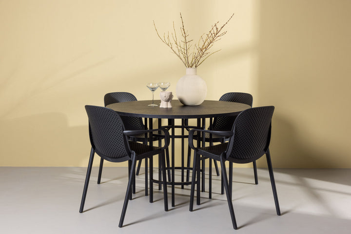 Venture Home Copenhagen Dining Table - Black / Black Veneer +Baltimore Dining Chair - Black / Black Plastic _4