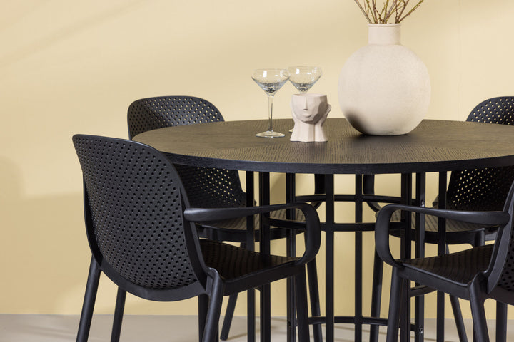 Venture Home Copenhagen Dining Table - Black / Black Veneer +Baltimore Dining Chair - Black / Black Plastic _4