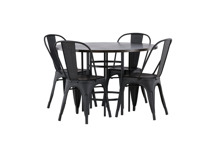 Venture Home Copenhagen Dining Table - Black / Mocca Veneer +Tempe Dining Chair - Matte black / Metal _4