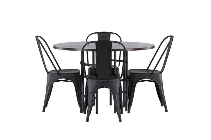 Venture Home Copenhagen Dining Table - Black / Mocca Veneer +Tempe Dining Chair - Matte black / Metal _4