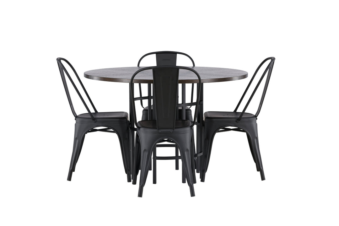 Venture Home Copenhagen Dining Table - Black / Mocca Veneer +Tempe Dining Chair - Matte black / Metal _4