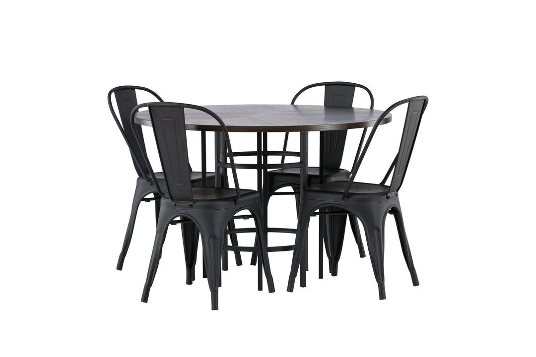 Venture Home Copenhagen Dining Table - Black / Mocca Veneer +Tempe Dining Chair - Matte black / Metal _4