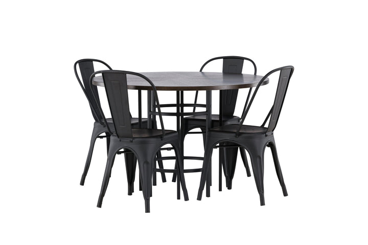 Venture Home Copenhagen Dining Table - Black / Mocca Veneer +Tempe Dining Chair - Matte black / Metal _4