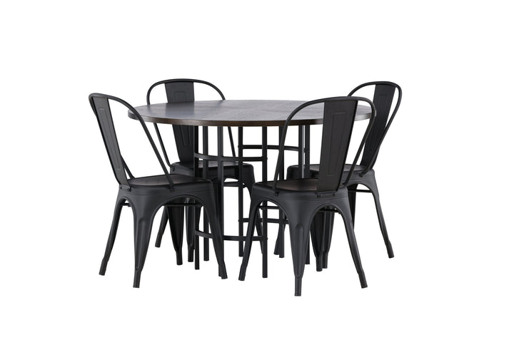Venture Home Copenhagen Dining Table - Black / Mocca Veneer +Tempe Dining Chair - Matte black / Metal _4