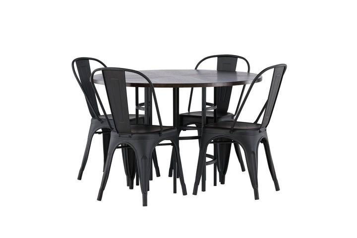 Venture Home Copenhagen Dining Table - Black / Mocca Veneer +Tempe Dining Chair - Matte black / Metal _4