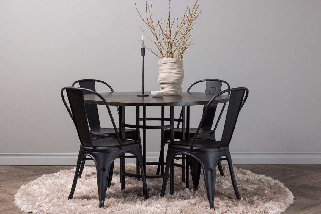 Venture Home Copenhagen Dining Table - Black / Mocca Veneer +Tempe Dining Chair - Matte black / Metal _4