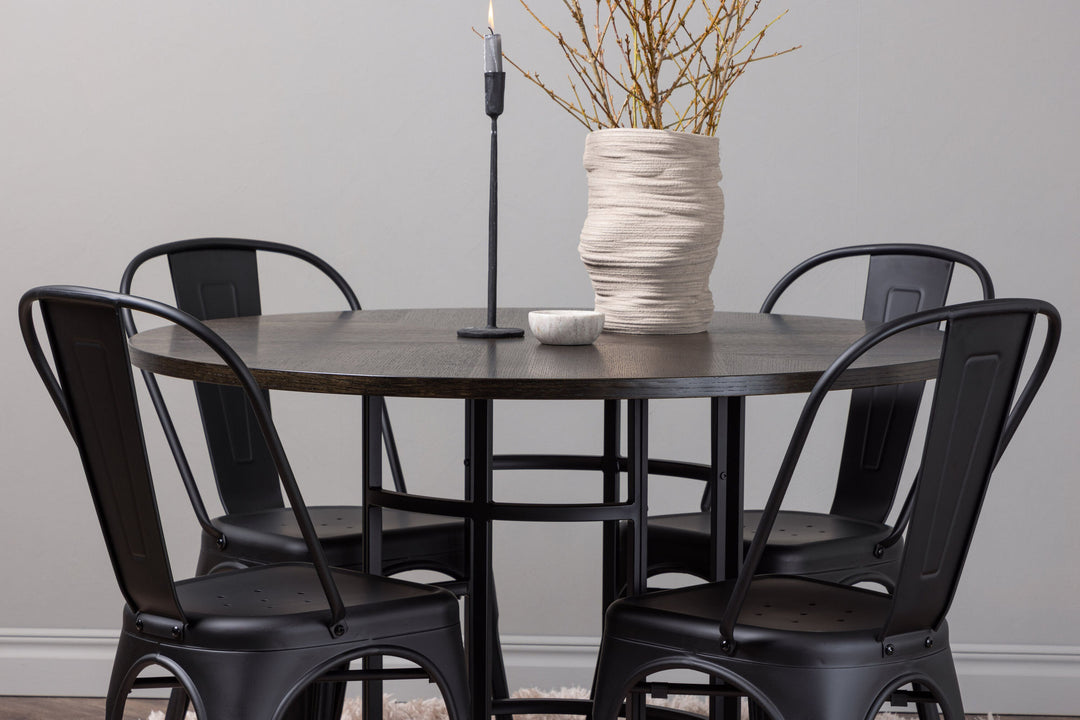 Venture Home Copenhagen Dining Table - Black / Mocca Veneer +Tempe Dining Chair - Matte black / Metal _4