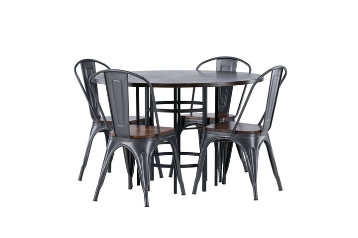Venture Home Copenhagen Dining Table - Black / Mocca Veneer +Tempe Dining Chair - Dark grey / Dark Brown MDF _4